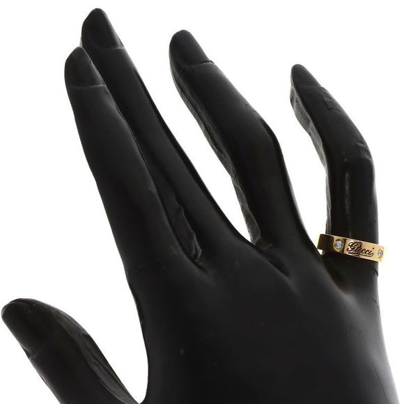 Gucci Icon Print 2P Diamond #5 Ring 18K Yellow Gold Ladies - Picture 7 of 10